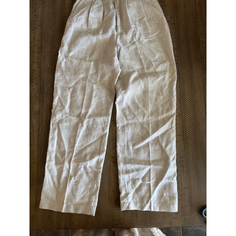 Reformation Straight Leg Linen Pants in Natural Beige